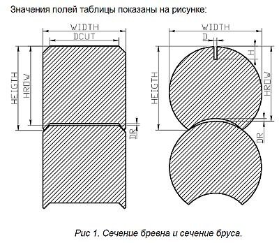 Сечения бревна