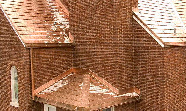copper roof on church