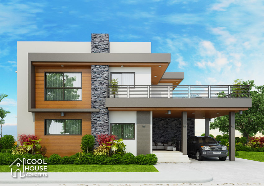two storey modern house front facade