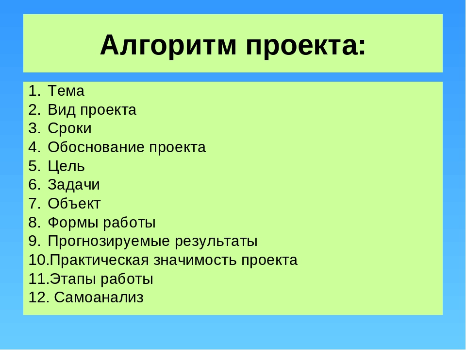 Проектная работа 9. Как делать проект. План как делать проект. Алгоритм проекта. Как делается проект.