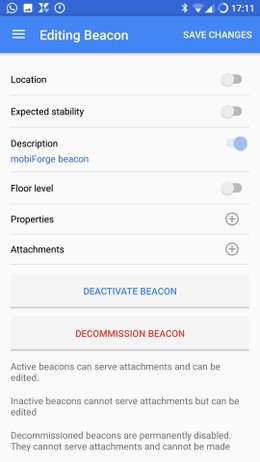 Editing a beacon in beacon tools app