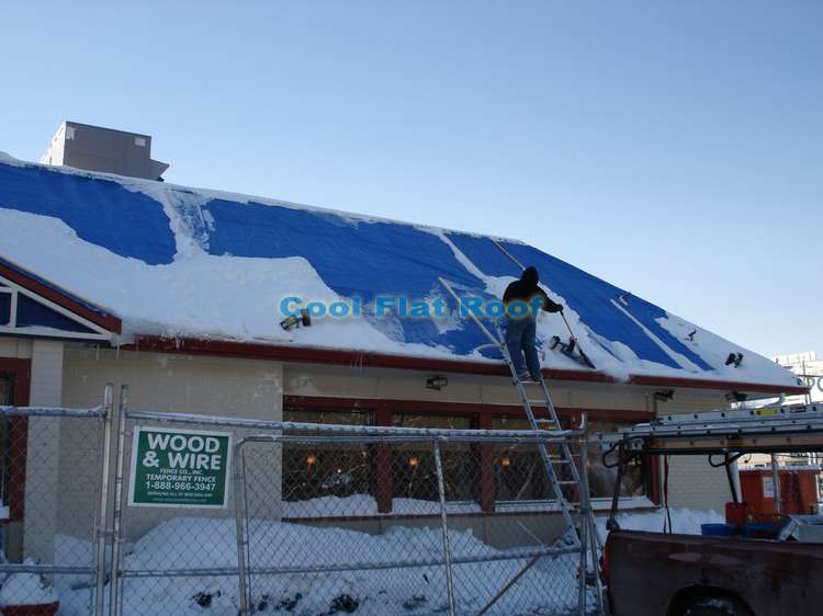 Installation of Metal Roof at IHOP restaurant in Brighton, MA